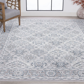 Rosalind Traditional Oriental Gray Rectangle Area Rug, 9' x 12'