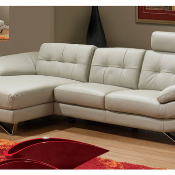 Dallas - Modern Gray Sectional Sofa in Full Leather - Made in Italy