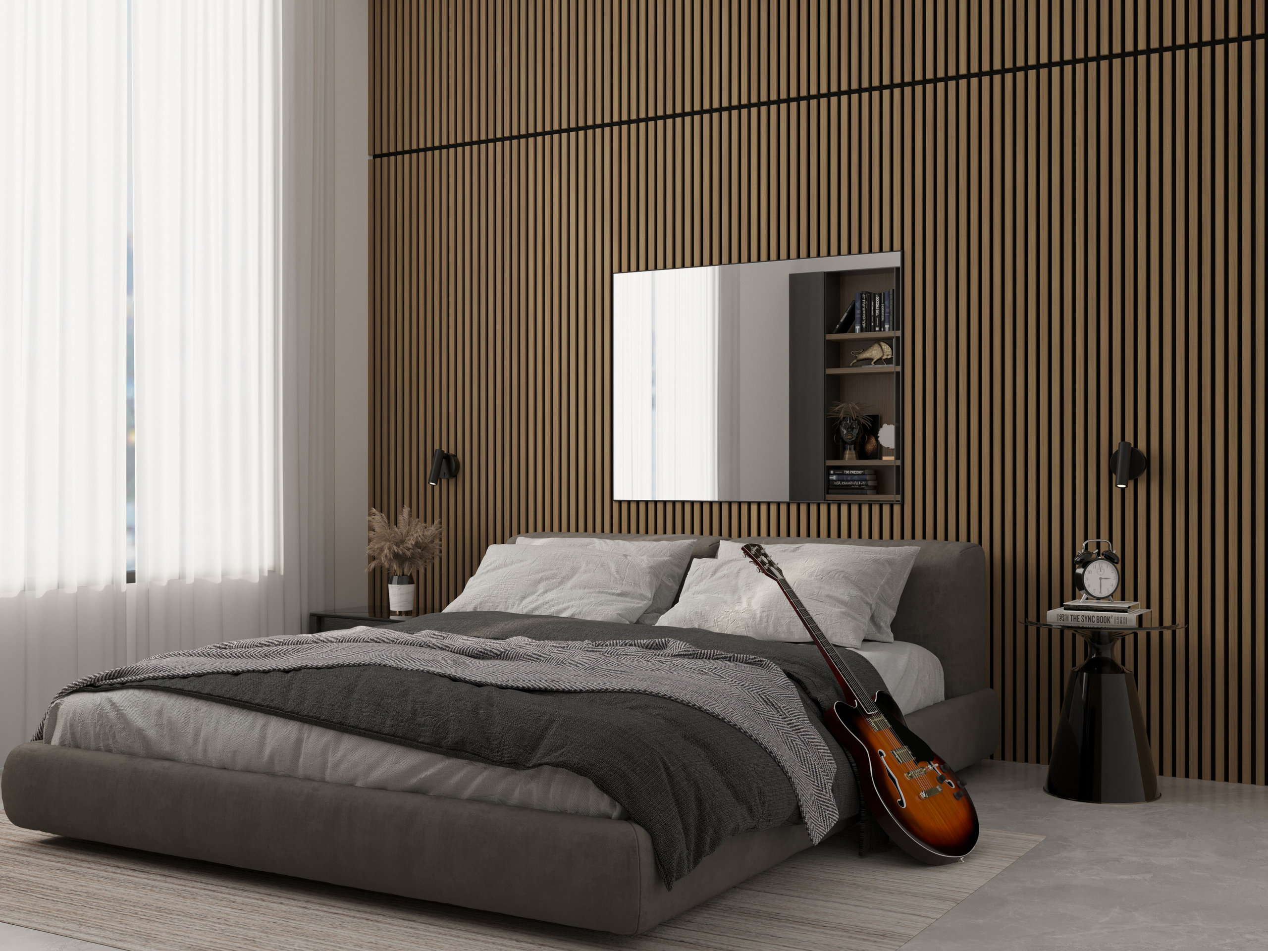 Acoustic Wood Wall Panels, Set of 2, Oak
