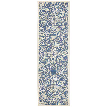Safavieh Trace Collection TRC101 Rug, Blue/Ivory, 2'3" X 8'