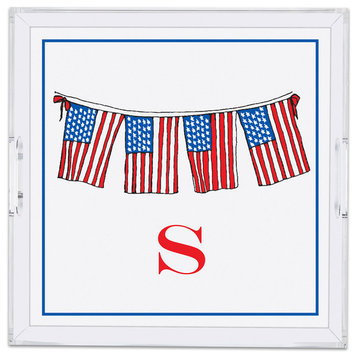 Square Lucite Tray Flags Single Initial, Letter L