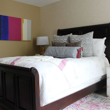 Pink and Blue Transitional Bedroom