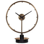 Uttermost - Uttermost 06459 Davy Modern Table Clock - Modern Table Clock Features A Steel Construction, Finished In Antique Brushed Brass With Aged Black Accents. Quartz Movement Ensures Accurate Timekeeping. Requires One "AA" Battery.