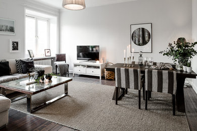 Design ideas for a transitional family room in Gothenburg.