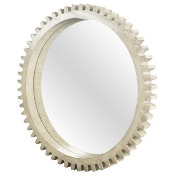 Cog Gray Solid Wood Frame 44" Round Mirror