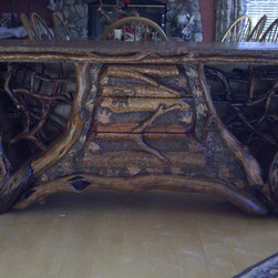 Rustic Buffet with wine rack - Buffets And Sideboards