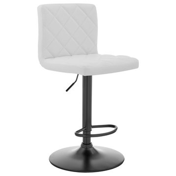 Duval Adjustable Faux Leather Swivel Bar Stool, White