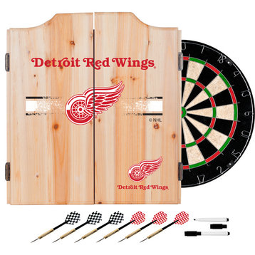 NHL Dart Cabinet Set With Darts and Board, Detroit Red Wings