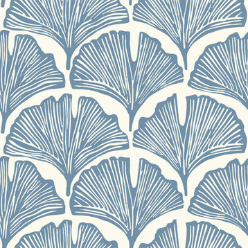 Feather Palm Peel and Stick Wallpaper, 28 SQ.FT., Blue