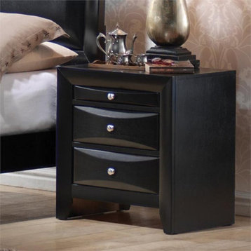 Catania Transitional 2-Drawer Wood Nightstand with Tray in Black