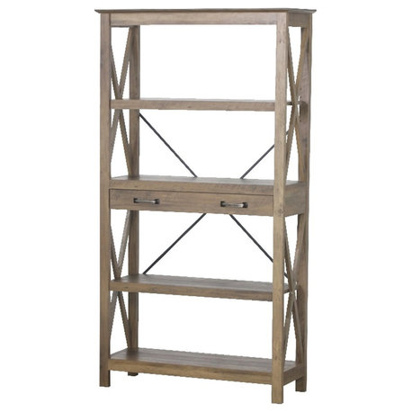 Saint Birch Honduras Engineered Wood Four Shelf Bookcase in Rustic Oak Brown