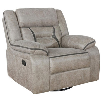 Coaster Greer Faux Leather Upholstered Tufted Back Glider Recliner Taupe