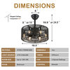 Woven Rope Drum Ceiling Fan, Dimmable Light and Remote Control, 6-Speed, Black