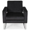 Kerman Modern Glam Velvet Club Chair, Black/Silver