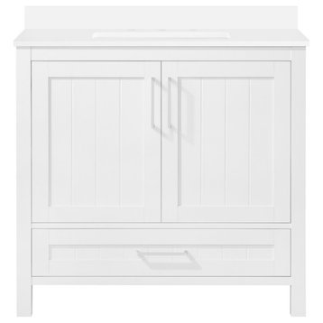 Ove Decors Kansas 18" Single Sink Vanity With Countertop, White, 36 in.
