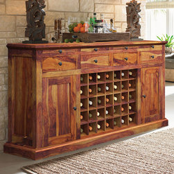 Oenophile Dallas Ranch Solid Wood Grand Wine Bar Cabinet - Wine And Bar Cabinets