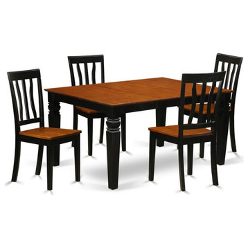 East West Furniture Weston 5-piece Wood Kitchen Table Set in Black/Cherry