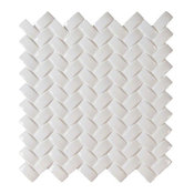 Whisper White Arched Herringbone Glossy, Sample