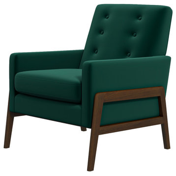 Bianca Mid-Century Modern Tufted Back Upholstered Lounge Chair, Green
