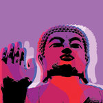 PopArtWorks - Buddha Pop Art, Purple, 48"x48" Stretched - Buddha Pop Art Warhol style print - purple background.