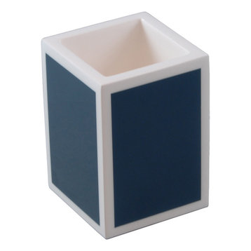 Navy Blue with White Lacquer Bathroom Accessories, Brush Holder