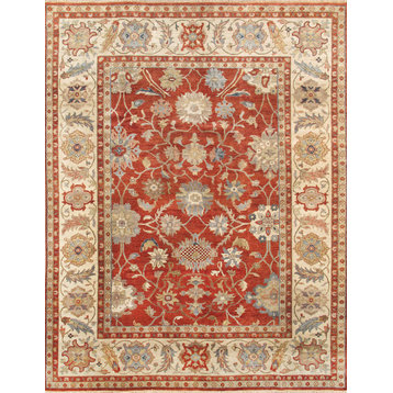 Pasargad Sultanabad Collection Hand-Knotted Lamb's Wool Area Rug- 9' 0" X 11'10"