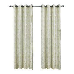 Royal Tradition - Olivia 2PC Grommet Embroidered Lined Panels, Ivory, 104"x84" - Curtains
