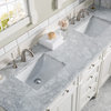 Brittany 72" Bright White Double Vanity w/ 3 CM Carrara Marble Top
