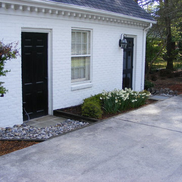 Even on the smaller buildings, consistency in plant materials style and hardscap