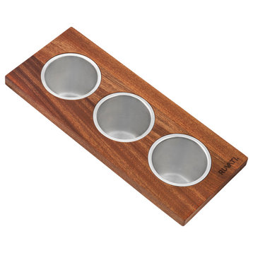 Ruvati Condiment Tray, 3 Bowl Serving Board for Workstation Sinks, Complete Set