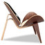 Tripod Plywood Lounge Chair, Genuine Cowhide With Walnut Base, Black/White