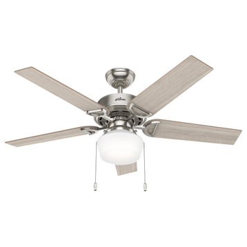 Hunter Fan Company 52" Viola Ceiling Fan With Light Kit, Brushed Nickel, Brushed