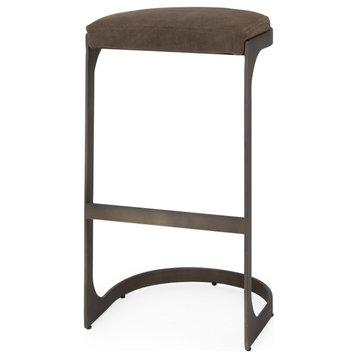 Tyson Brown Suede with Dark Gray Metal Frame Bar Stool