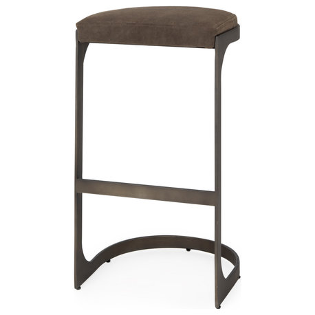 Tyson Brown Suede with Dark Gray Metal Frame Bar Stool