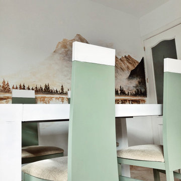 Mural en comedor + mobiliario renovado