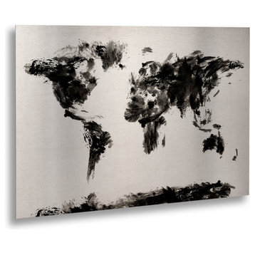 Michael Tompsett 'Abstract Map' Floating Brushed Aluminum Art, 22x16