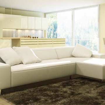 White Bonded Leather Sectional Sofa