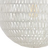 Luna 15.75" 1-Light Bohemian Modern Woven Rattan/Iron LED Pendant, White