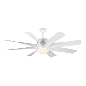 56 Turbine Led Ceiling Fan In Painted Brushed Steel