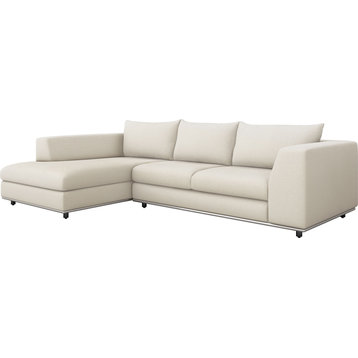 Comodo Chaise Sectional - Pearl, Polished Nickel, Left Facing