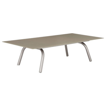 Benzara BM287756 Coffee Table Tempered Glass Top, Smooth Gray Aluminum Frame