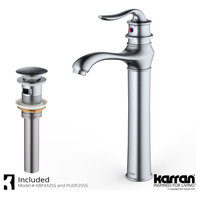 Karran KBF432 1-Hole 1-Handle Vessel Faucet With Pop-up Drain, Stainless Steel