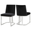 The Josephine Velvet Dining Chair, Black and Silver (Set of 2)