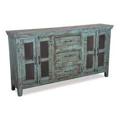 Vintage 4-Door Sideboard, Washed Blue - Media Cabinets