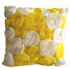 Satin Ribbon 26"x26" Silk Yellow Euro Sham, Sunny Yellow Blooms