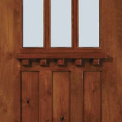 Slab Exterior Single Door 96 Alder Craftsman 3 Panel 6 Lite TDL Glass - Front Doors