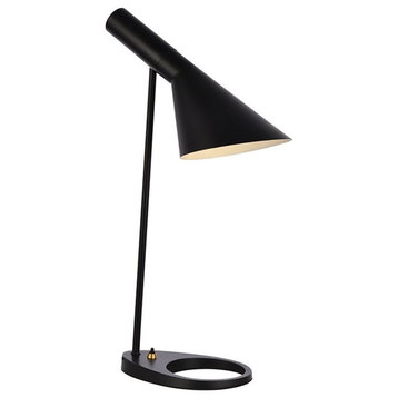 Maklaine Modern 1-Light Modern Metal Table Lamp in Black Finish