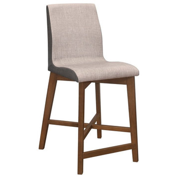 Pemberly Row Upholstered Counter Height Stool in Gray-Walnut
