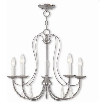 Traditional Farmhouse Five Light Chandelier-Polished Chrome Finish - Chandelier