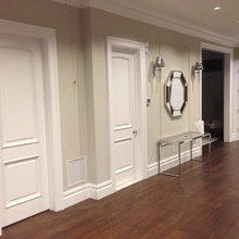 White Primed Solid Wood Closet And Sliding Doors With Raised